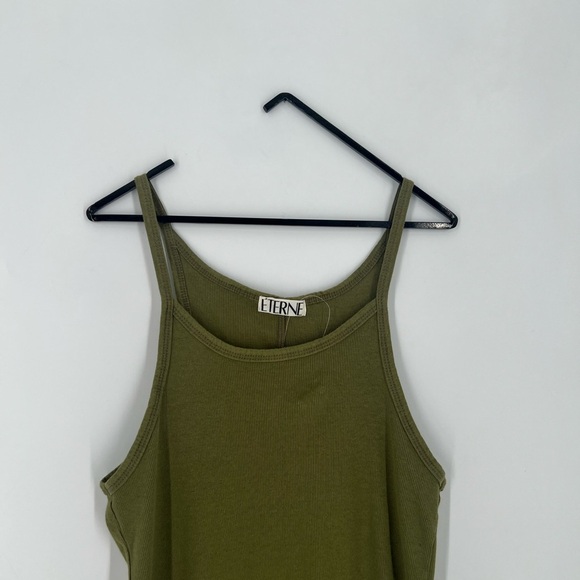 Eterne Ribbed Knit Tank Mini Dress In Olive - Picture 1 of 5